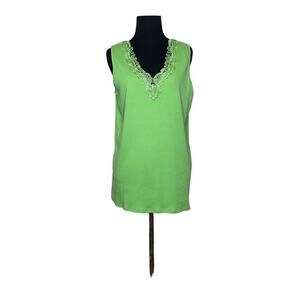 Bobbi Brooks green lace detailed knit tank top size X Large